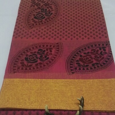 Printed Silk Cotton Saree - with Blouse - PSC031