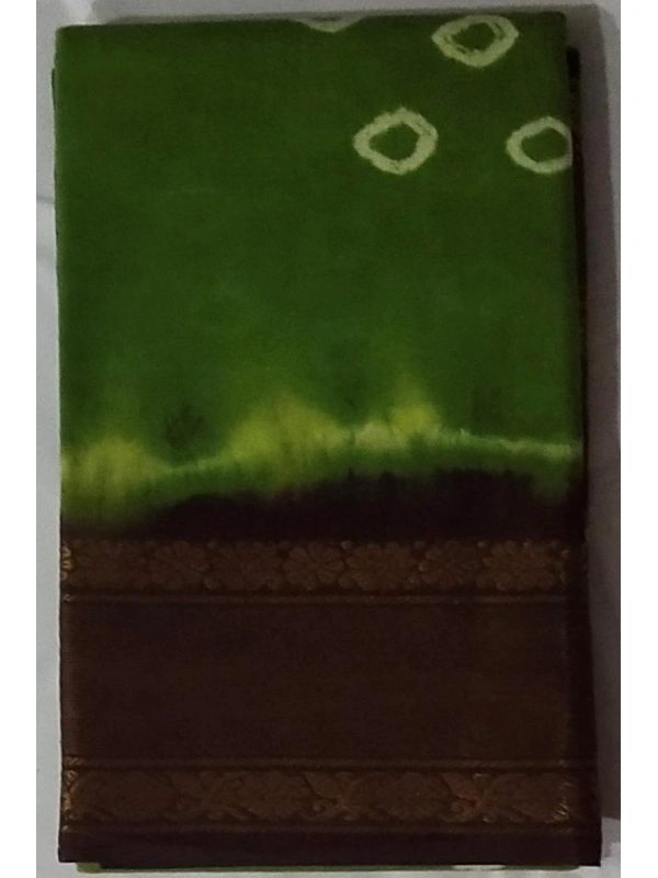 A contrasting cocoa brown/deep copper border with traditional golden zari floral vine work -SCS00271