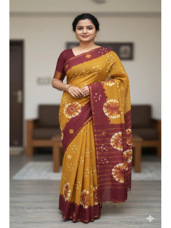 A traditional blend of rustic mustard and deep maroon with authentic tie-dye accents -SCS00131