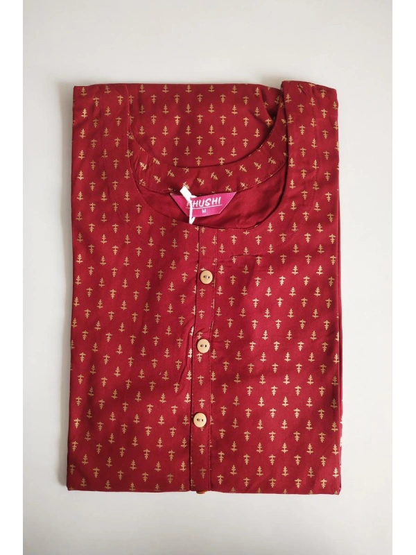 Elegant Golden Printed Daily Wear Kurti- TM00171