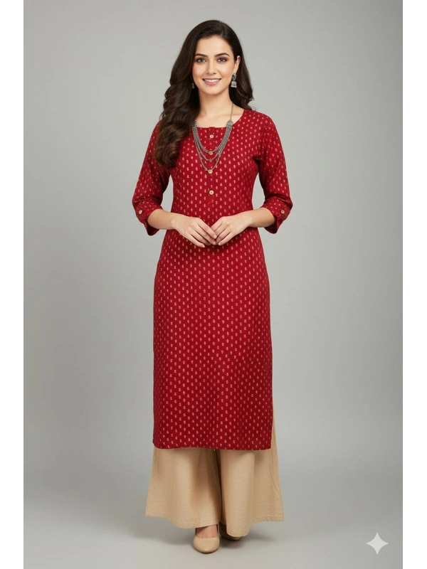 Elegant Golden Printed Daily Wear Kurti- TM00171