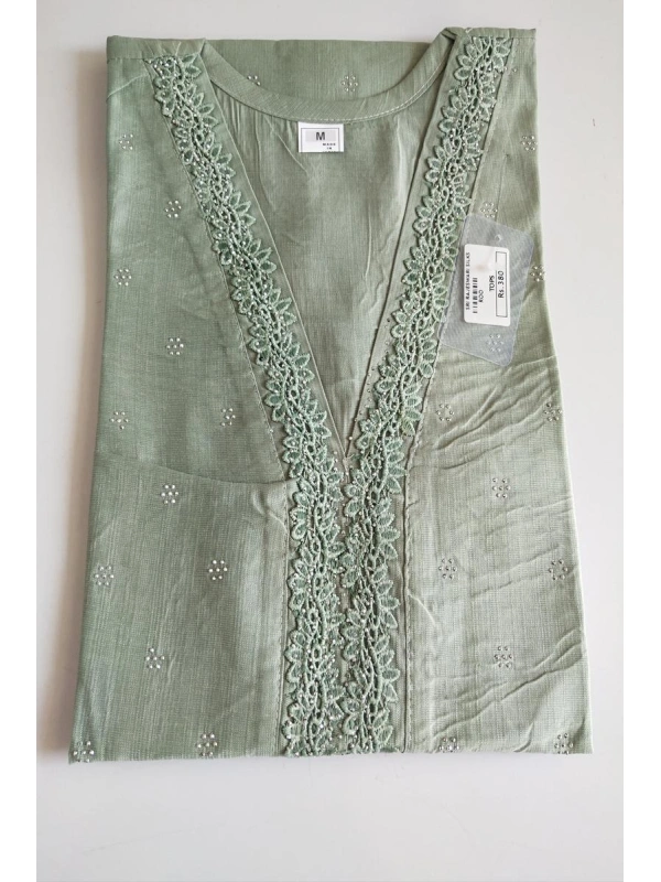 Elegant Light Green Embroidered Kurti- TM00501