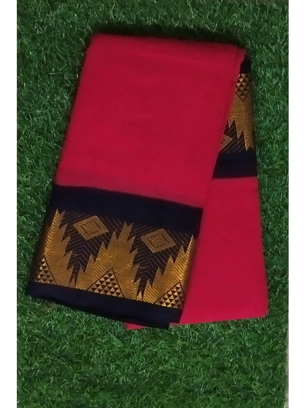 Rose Pink Saree with Navy-Black Border and Traditional Diamond-Temple Zari Work -SCS00101