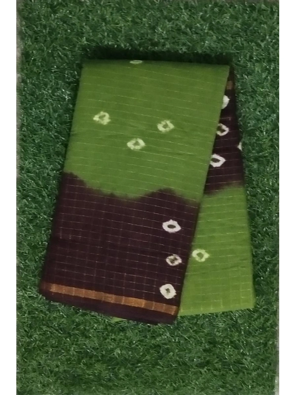 The base fabric is a lightweight Cotton featuring a distinct Zari check (Khat) pattern woven throughout -SCS00165