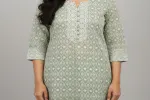 Green Floral Motif Kurti with Lace Detailing - TM00611 Thumbnail Image 2