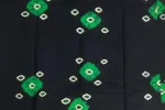 This saree features Shibori-style bleed transitions between the green and black sections, along with traditional Bandhani (tie-dye) motifs -SCS00231 Thumbnail Image 2