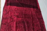 Wine & Crimson Red Hand-Block Batik Cotton Saree -SCS00371 Thumbnail Image 4