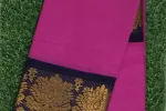 Premium Magenta and Navy Blue Sungudi Cotton Saree - Pure Fabric with Golden Floral Motifs-SCS0061 Thumbnail Image 1