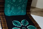 A vibrant Teal Green body that transitions into a deep Black border and pallu through a soft, tie-dyed gradient -SCS00251 Thumbnail Image 3
