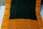 Hand-Dyed Bottle Green Saree with Contrast Mango Yellow Zari Border -SCS0091 Thumbnail Image 3
