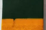 Hand-Dyed Bottle Green Saree with Contrast Mango Yellow Zari Border -SCS0091 Thumbnail Image 1