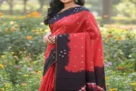 Red Cotton-Saree with Bandhej Accents and Contrast Borders -SCS00151 Thumbnail Image 2