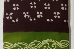 Coffee Brown & Olive Green Hand-Block Batik Cotton Saree-SCS00331 Thumbnail Image 1